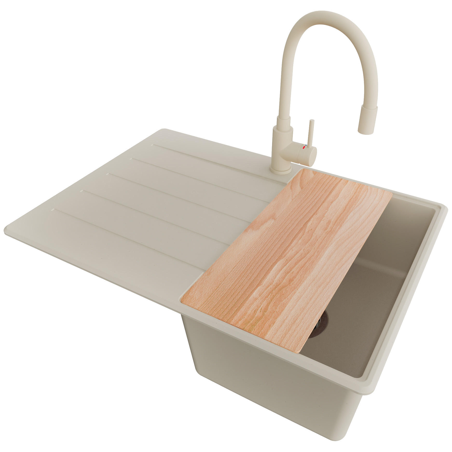 Primagran Granitspüle Beige, Chrom, Beige, Beige 70x20x50 cm
