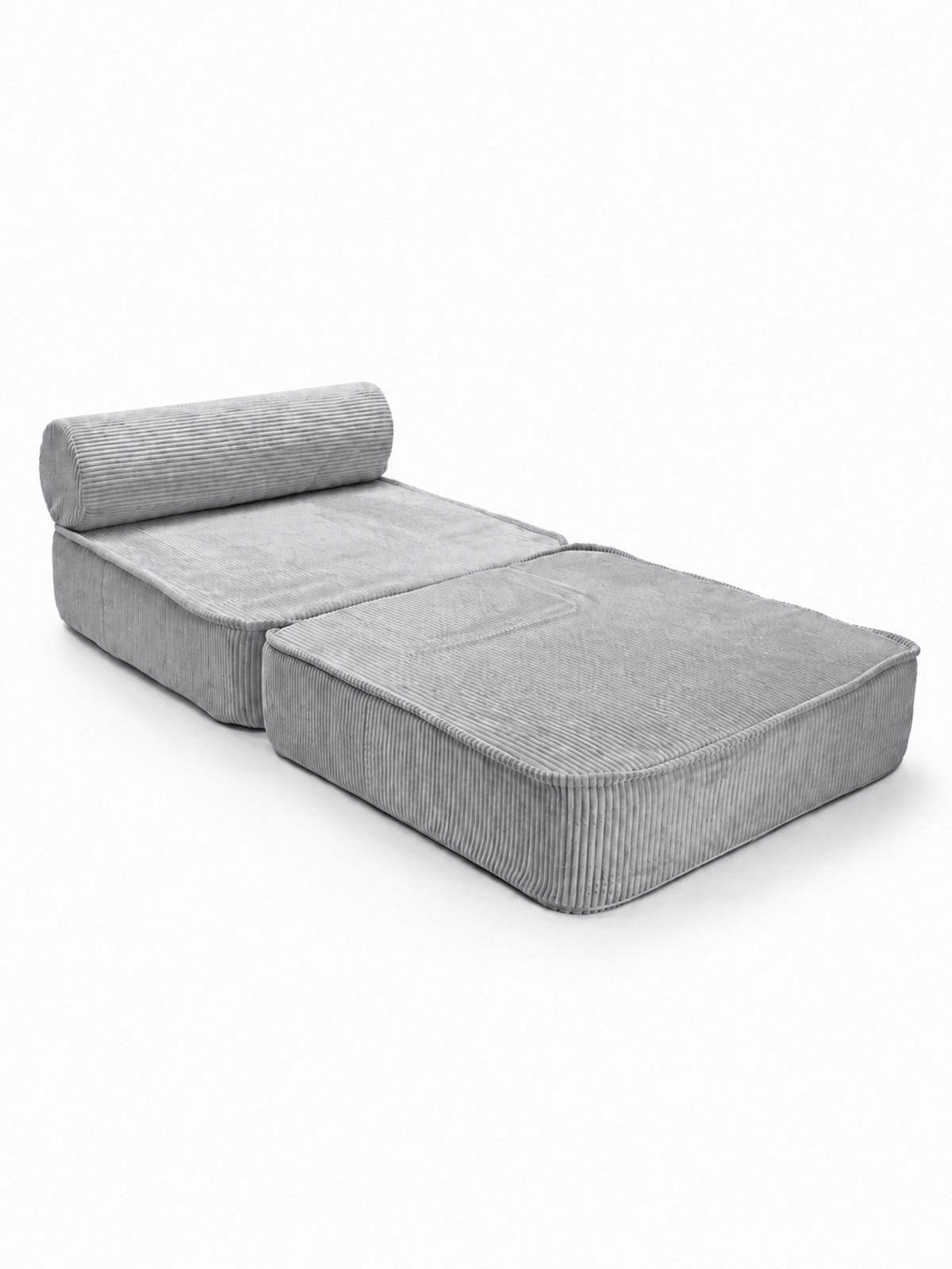 SCHLAFSESSEL ausklappbar, modularer Bodensessel mit Rückenrolle in Grau - Grau, Textil (80/62/95cm) - SURB