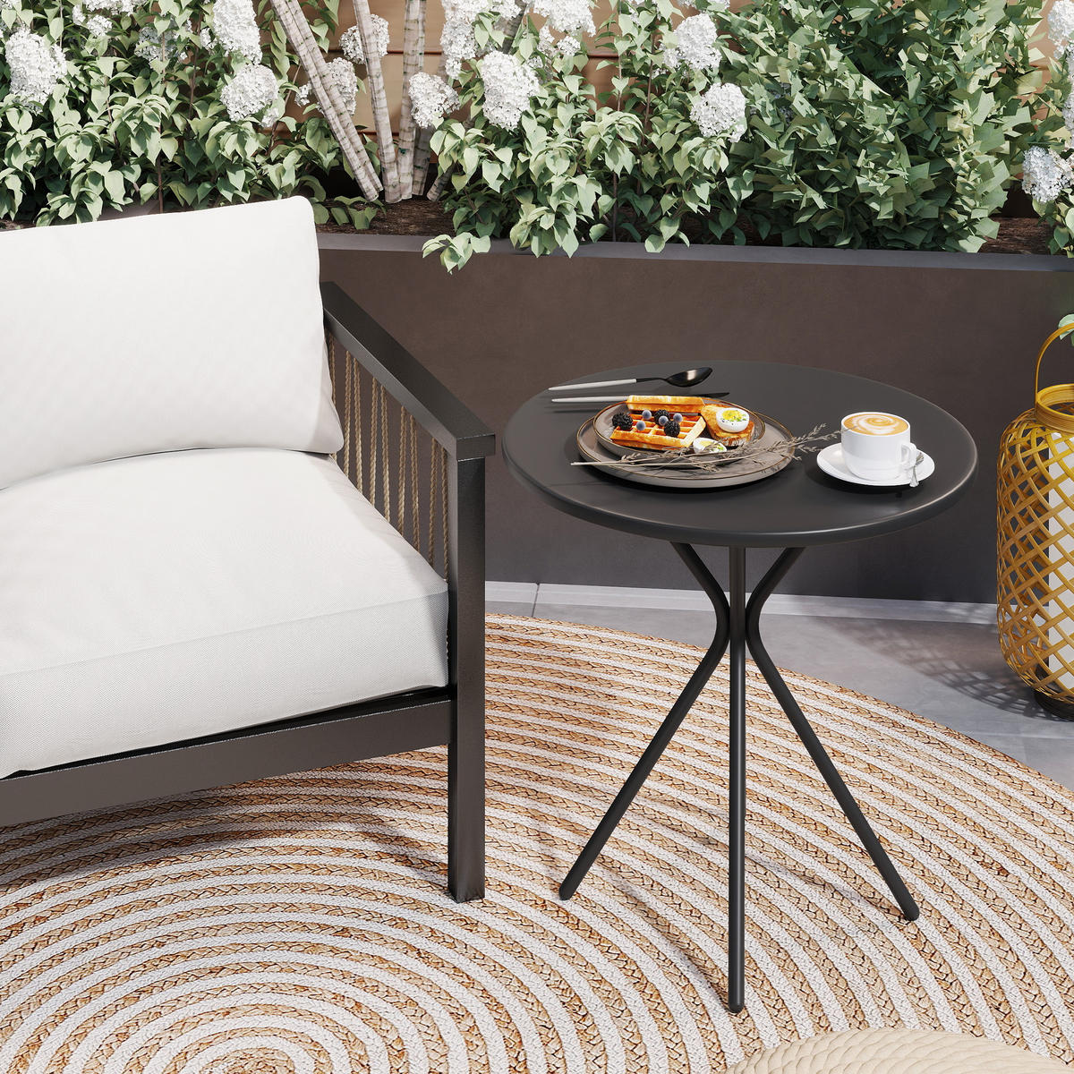 GARTENTISCH DE-14134 Ø60 cm Schwarz - Schwarz, Metall (60/60/70cm) - ComfortXL