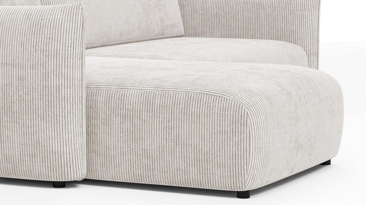 ECKSOFA TAUER 3-Sitzer rechts, perlweiß - Schwarz/Weiß, Holz/Textil (248/173cm) - Courtois Laville
