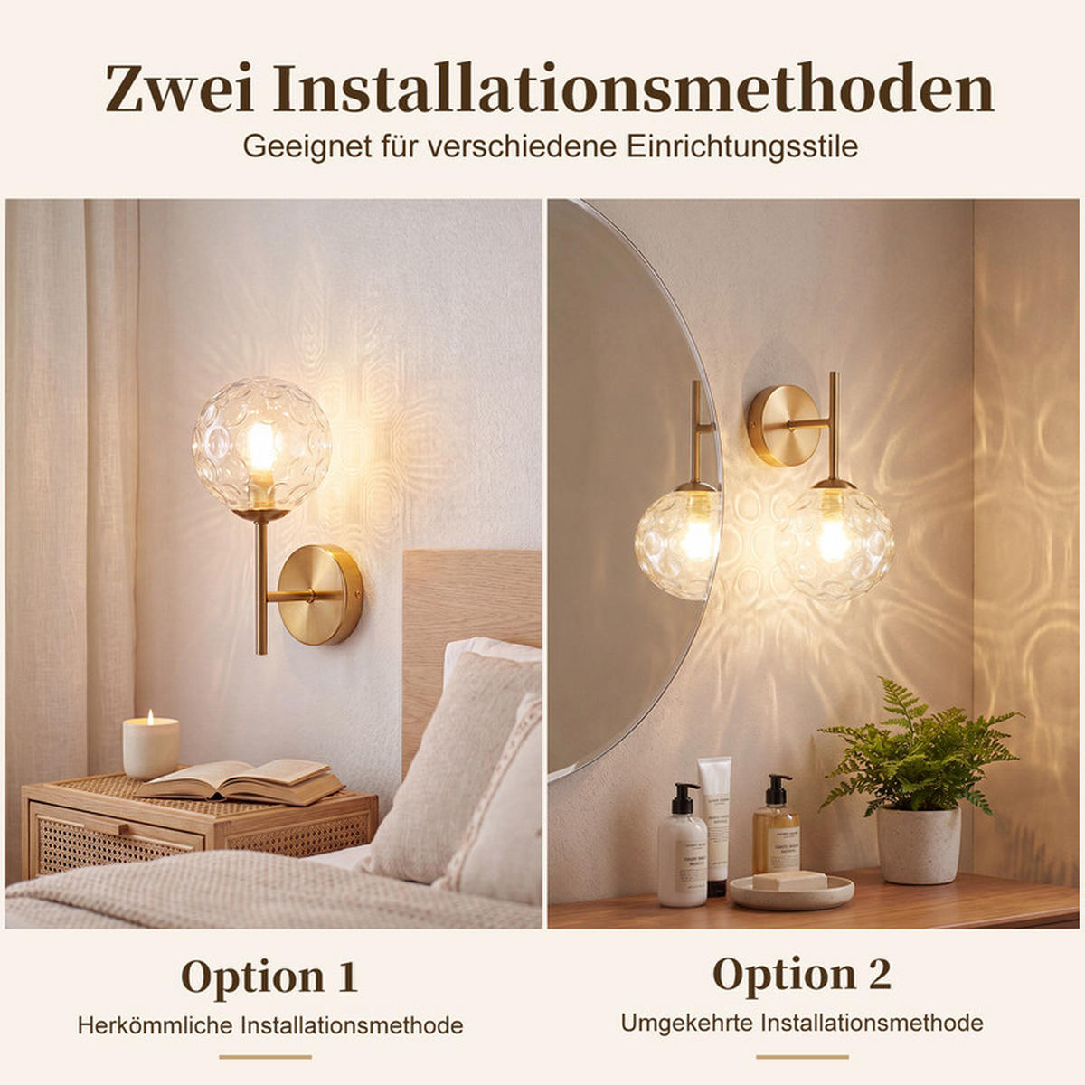 WANDLEUCHTE 16/26/21cm - Goldfarben, Metall (16/21/26cm) - Nettlife