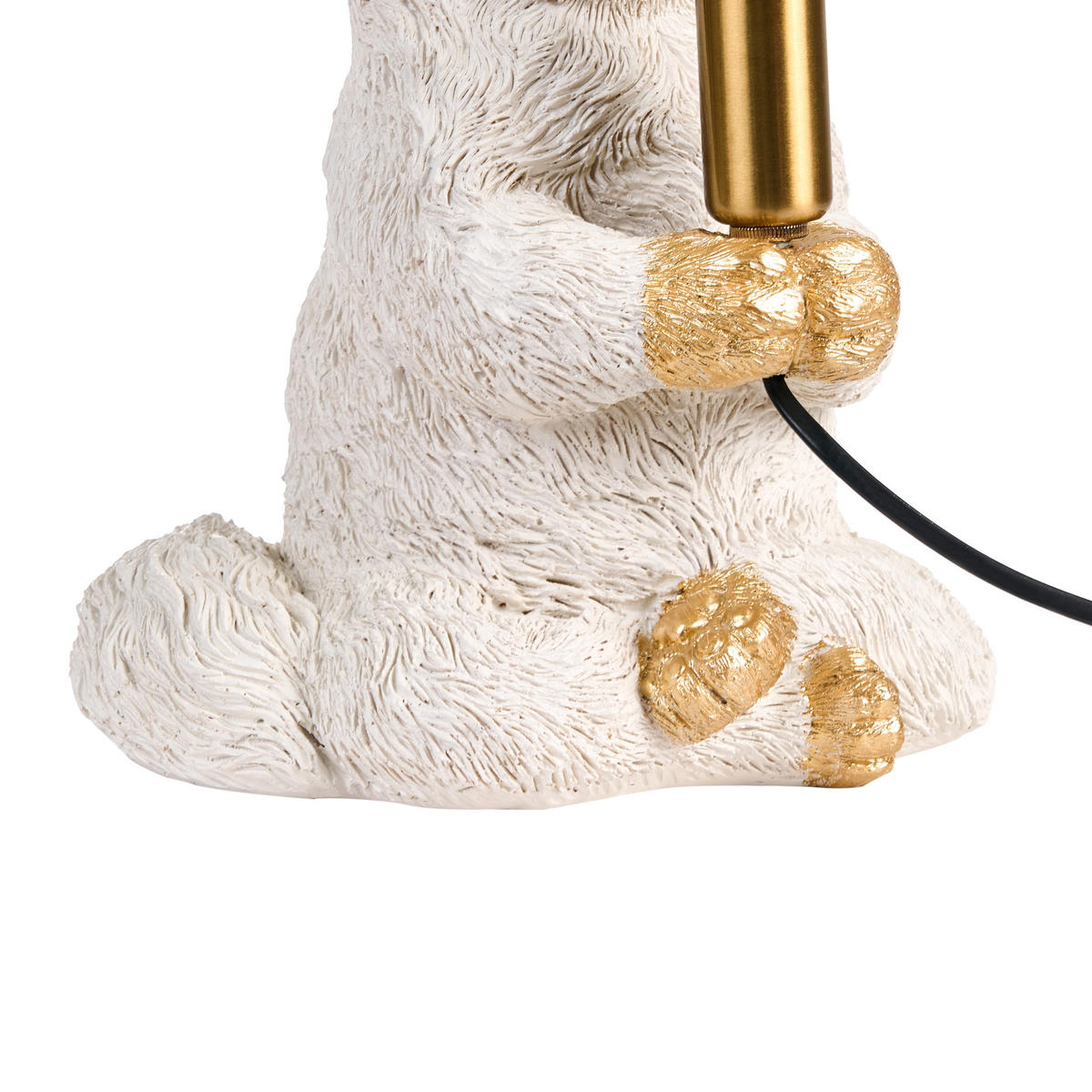 TISCHLAMPE Katze Weiß Yoko - Messingfarben/Weiß, Kunststoff (23/21/26cm) - Beliani