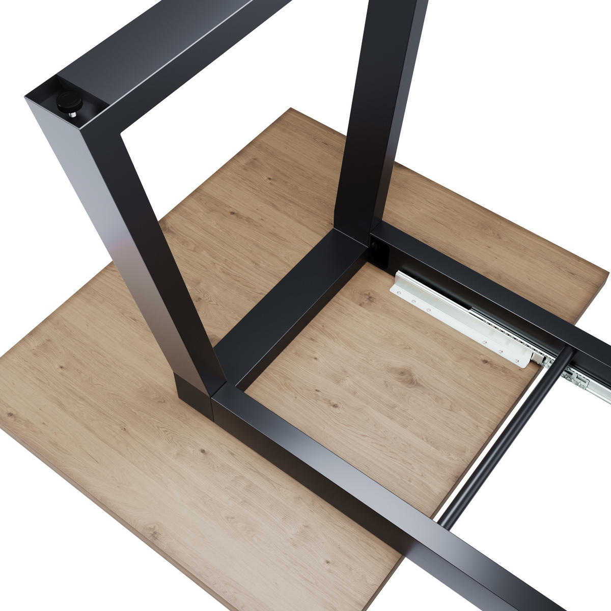 TISCHBEINE Nemesis Split Metall Schwarz 72cm Ausziehbarer - Schwarz, Metall (70/72/140cm) - Metalo Pro