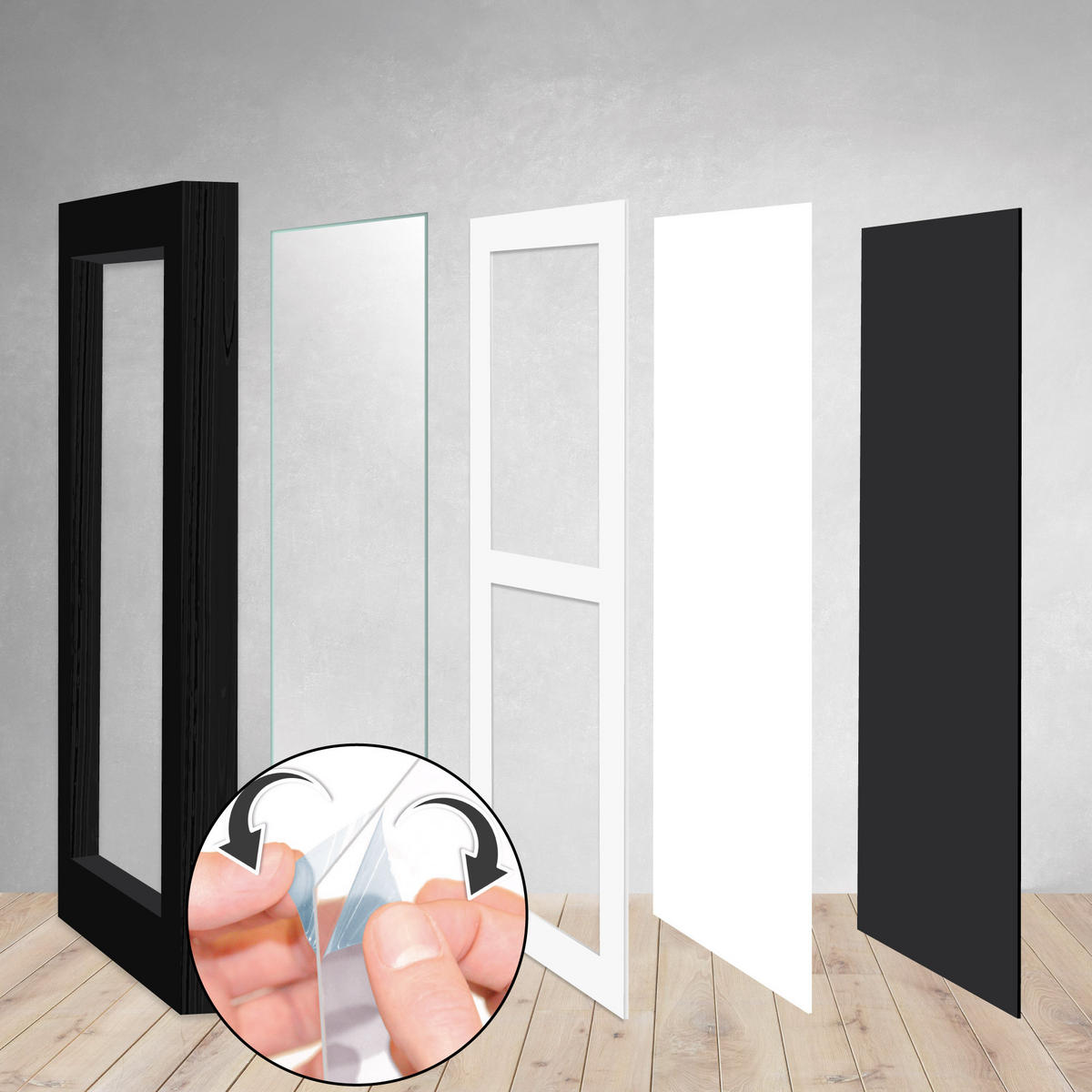 BILDERRAHMEN Galeria MDF Schwarz (3tlg) - Schwarz, Holzwerkstoff (12/25/41cm) - BoMoe