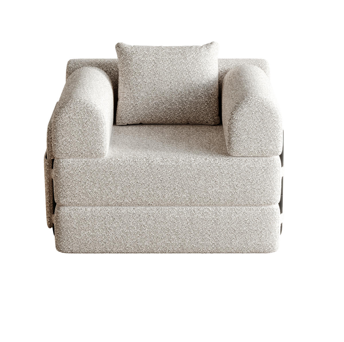 SCHLAFSOFA 2-in-1, Chenille mit Armlehnen-Staufach & Stahlrahmen, 94/181,6/49,5 cm, Beige - Beige, Textil (94/49.5/181.6cm) - Redom