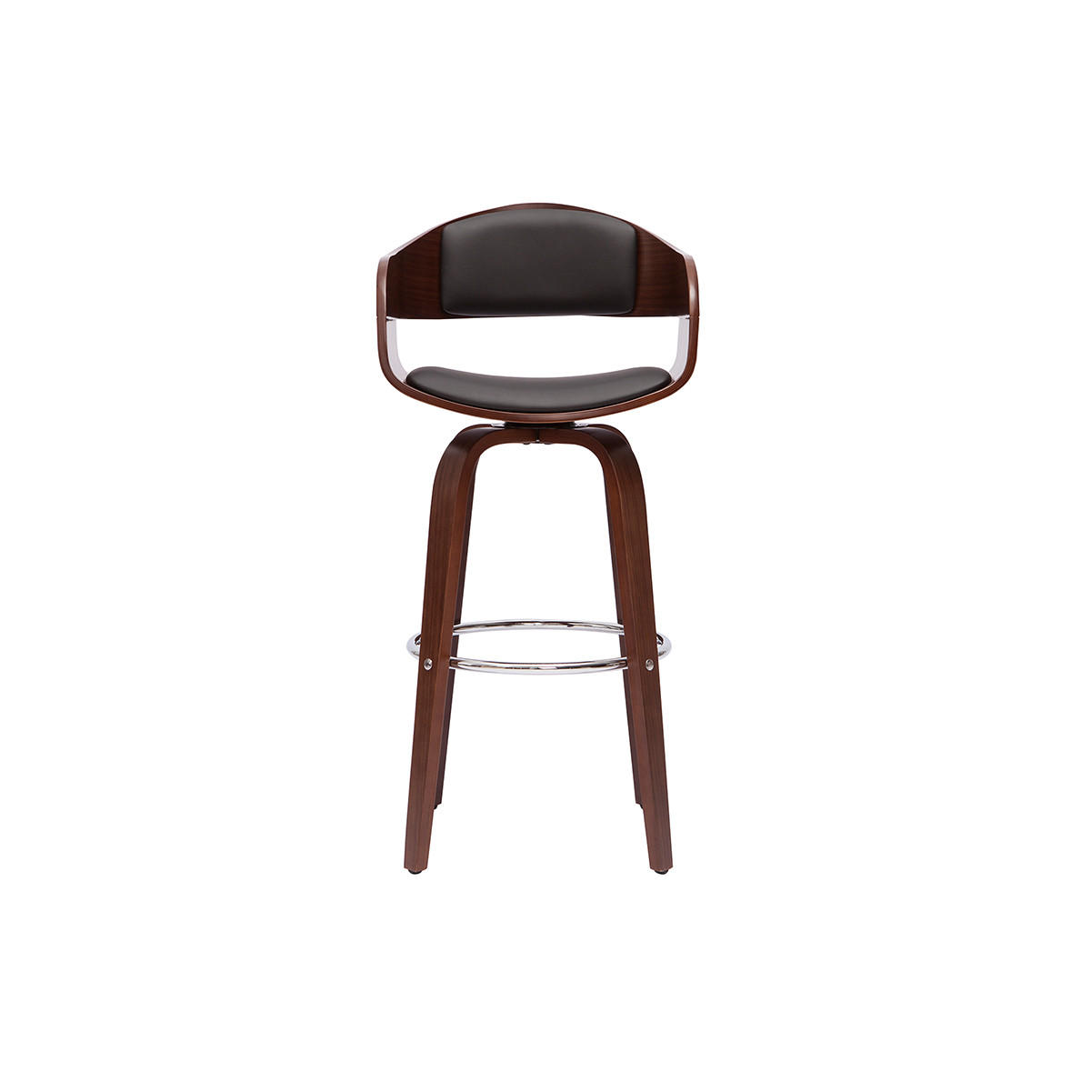 BARHOCKER 360Á Drehbar Walnuss H67 cm GAO - Walnussfarben, Holz (55/96/55cm) - Miliboo