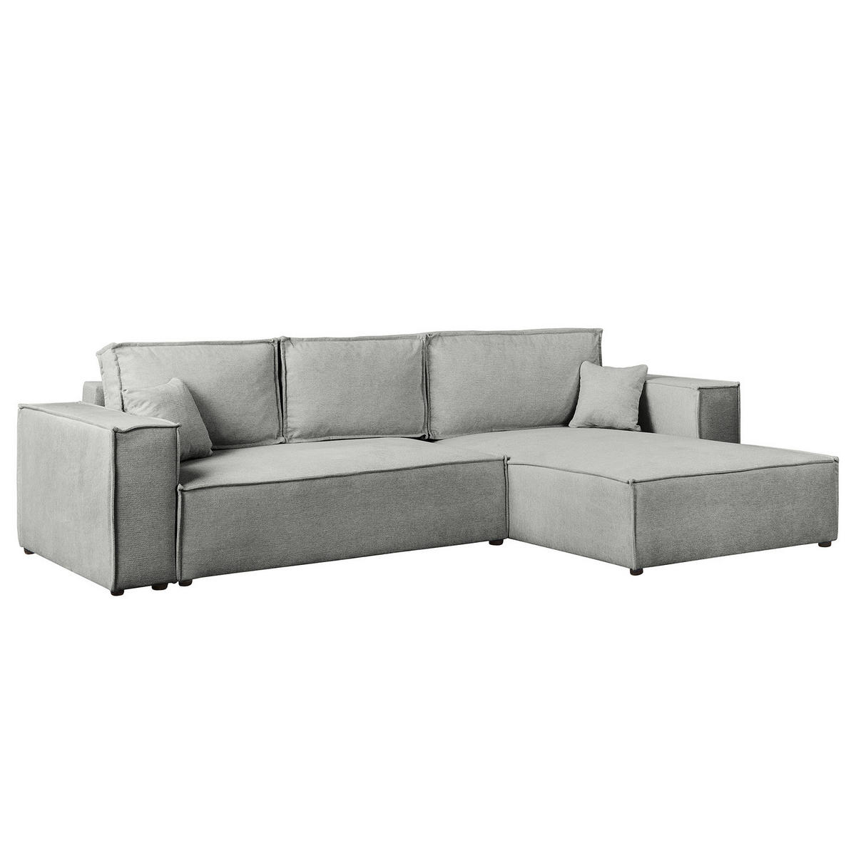 ECKSOFA mit Schlaffunktion - 290 cm - Dunkelgrau/Schwarz, Kunststoff/Textil (290/185cm) - home24