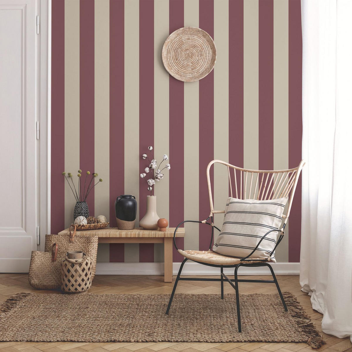 TAPETE Streifen 53 cm x 10.05 m - Rot, Papier (53/1000cm) - Sanders & Sanders