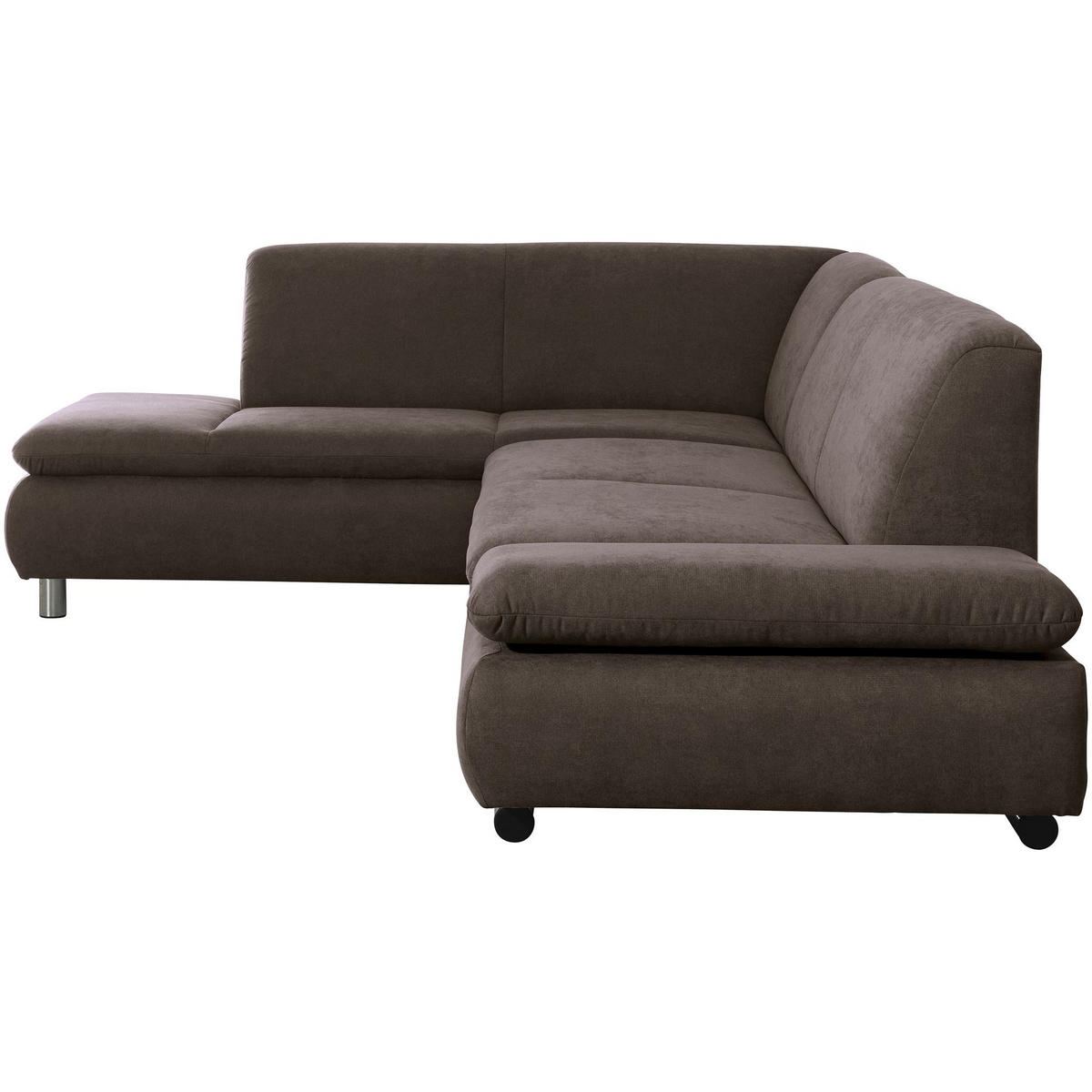 ECKSOFA mit Ottomane links Kaye Flachgewebe schoko - Mokka, Kunststoff (190/270cm) - 58aufmkessel