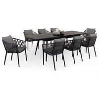 GARTENMÖBEL SET SUNNY 9ER SET GRAU, SCHWARZ - Grau, Metall - IDIMEX