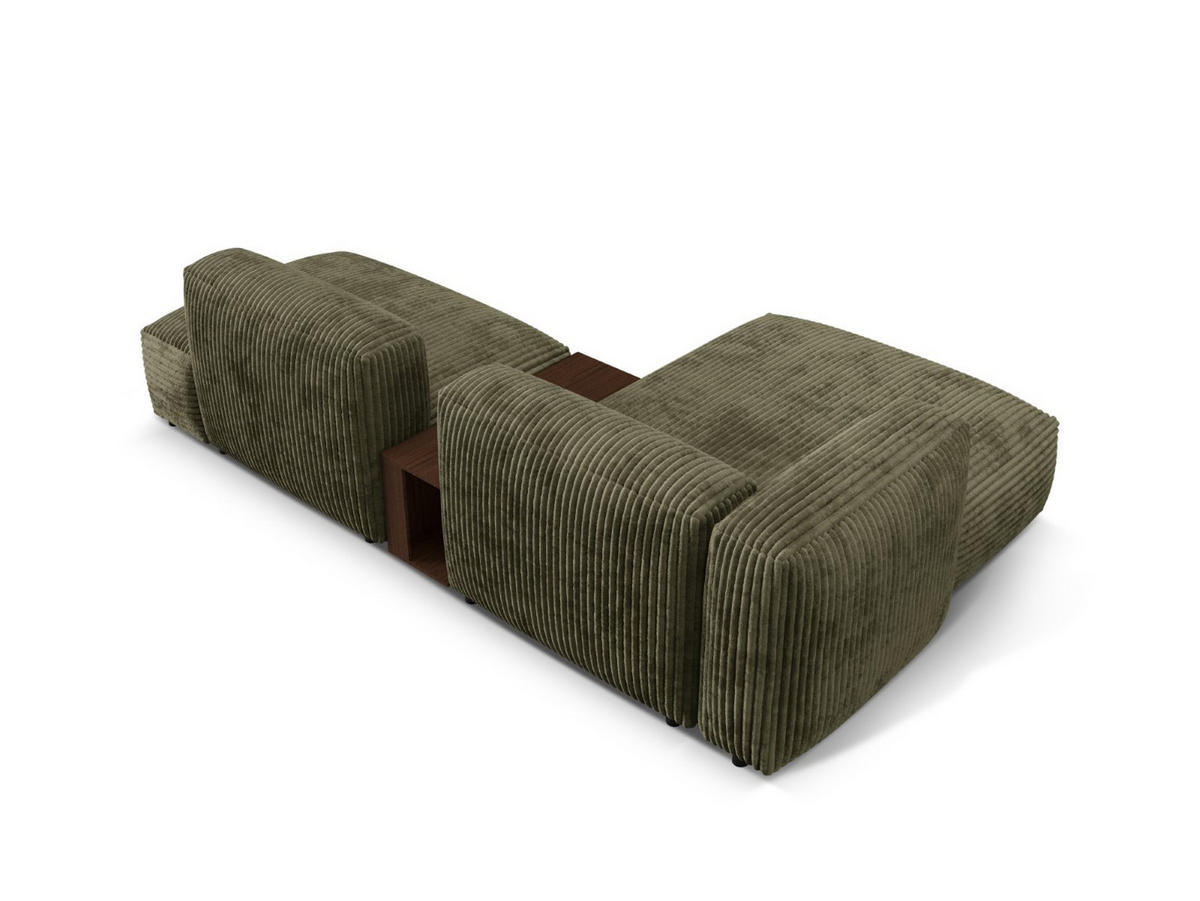 ECKSOFA modular links Martina aus Cord moosgrün 2 Sitzplätze - Salbeigrün, Textil (176/285cm) - Micadoni