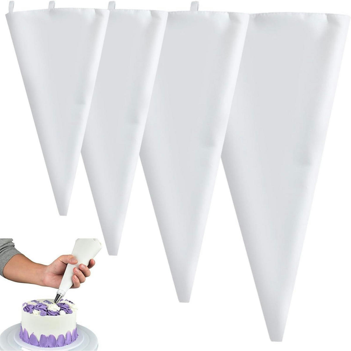 SPRITZBEUTEL 4-teiliges Set Baumwolle 25-45 cm - Weiß, Textil (23/1/23cm)