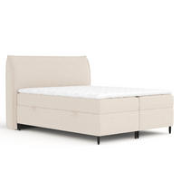 BOXBETT 200/200 cm Corvus, in Hellbeige, Matratze, Topper, Bettkasten, H4 = sehr fest - Creme/Schwarz, Holz/Holzwerkstoff (200/200cm) - Maison de Reve