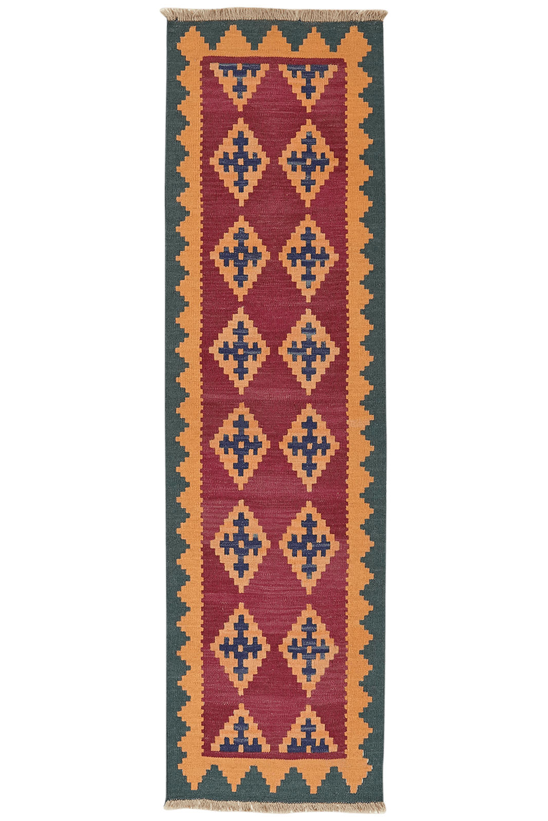 KELIM-LÄUFER handgewebt Gashgai Violett 200/57 cm Schurwolle - Violett, Textil (57/200cm) - Looma