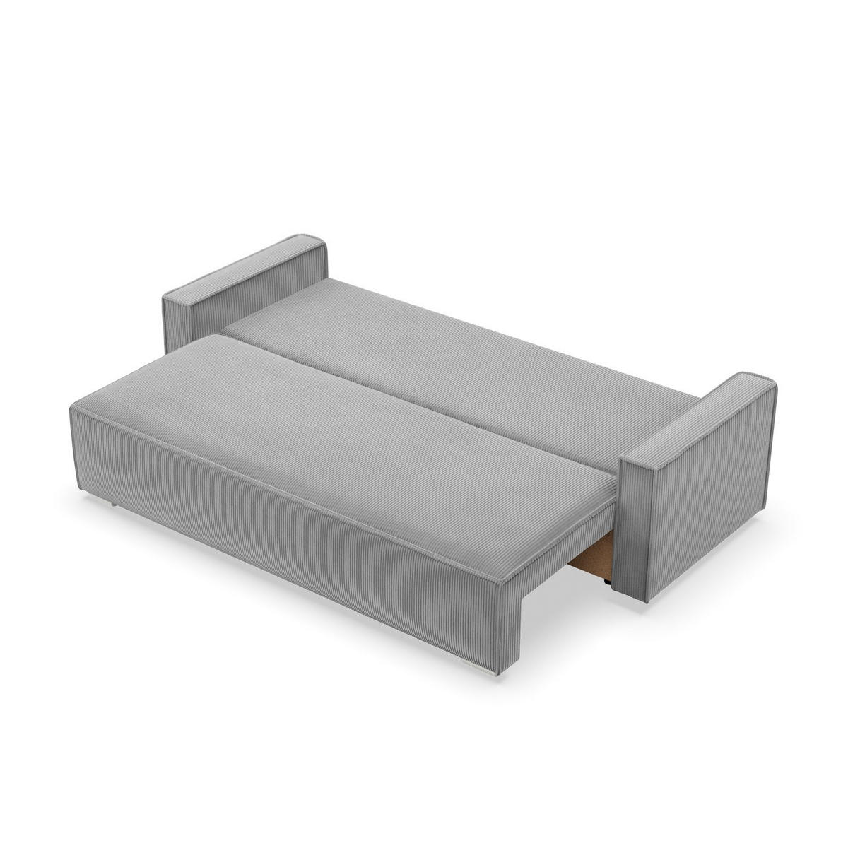SOFA 3-SITZER MIT SCHLAFFUNKTION NOTO Grau - Grau, Textil (95/92/220cm) - Mebligo