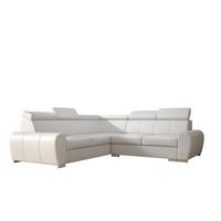 ECKSOFA APOLLO KN09, Eckcouch in L-Form mit Schlaffunktion, Farbe: Weiß, Kunstleder, Ottomane Links - Weiß, Textil (255/255cm) - O-Sofa