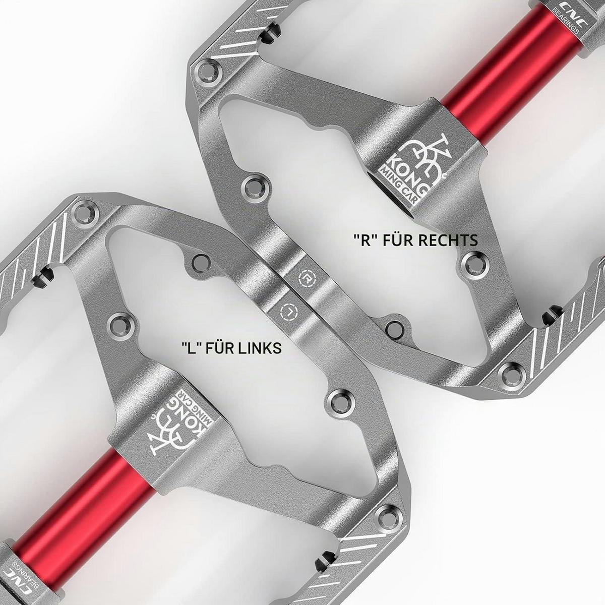 FAHRRADPEDALE Plattformpedale mit Reflektoren CNC Aluminium Silber - Silberfarben, Metall (9.9/1.5/11.8cm)