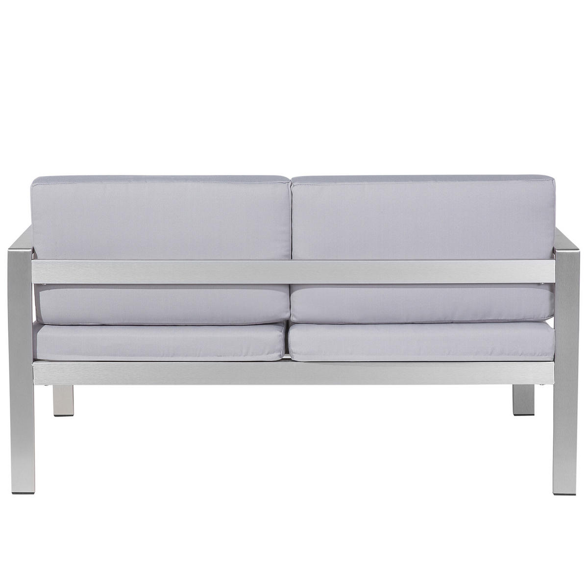 GARTENSOFA Aluminium 2-Sitzer Auflagen hellgrau Salerno - Hellgrau, Metall (142/80/70cm) - Beliani