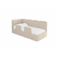 EINZELLBETT Jugendbett mit Bettkasten und Matratze H3/H4, Rechts - KIVY 80x200 Dunkelbeige - Taupe, Holzwerkstoff/Textil (80/200cm) - ALTDECOR