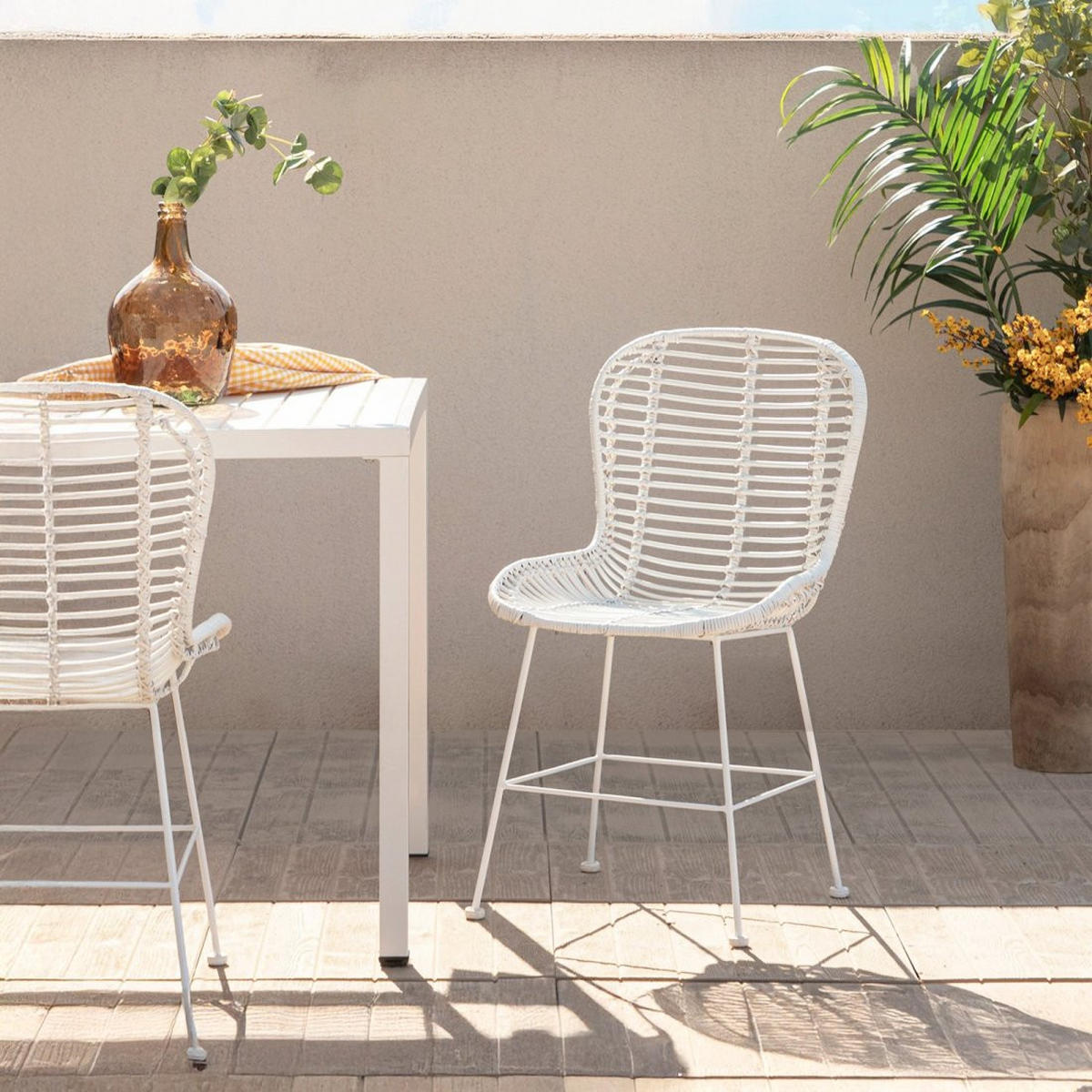 STUHL FÜR DRAUSSEN Leo Weiß 47 cm x 86 cm - Weiß, Naturmaterialien (47/86/57cm)