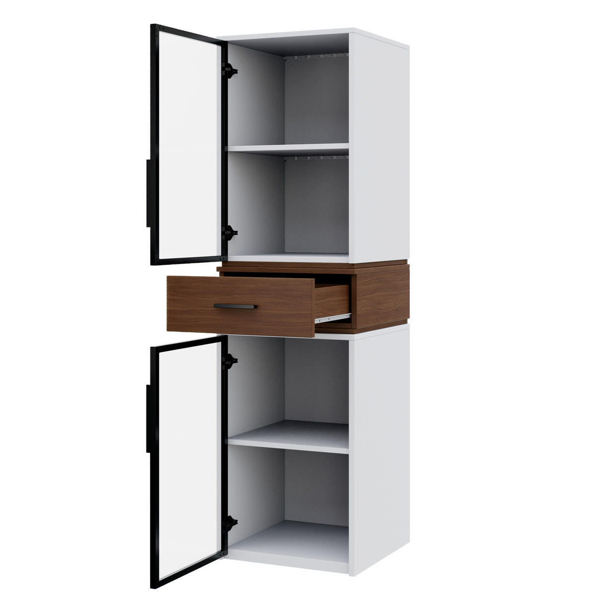 VITRINE 40/40/200 cm aus MDF mit LED-Beleuchtung und Sicherheitsglas Weiß - Weiß, Holzwerkstoff (40/200/40cm) - Modenvie