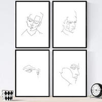 POSTER Set mit 4 Gesichter Mann A4 Rahmenlos - Klar, Papier (29.7/3cm) - Nacnic
