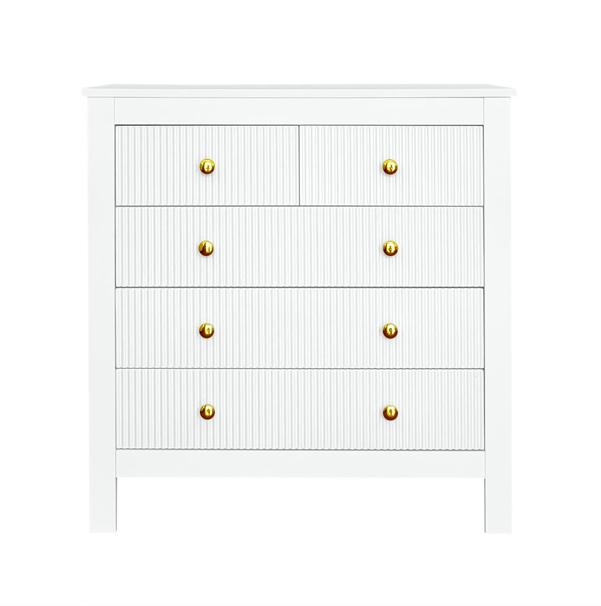 SIDEBOARD 79/39,5/80,5 cm aus Spanplatte mit 5 Schubladen und Goldgriffen Weiß - Weiß, Holzwerkstoff (79/80.5/39.5cm) - Modenvie