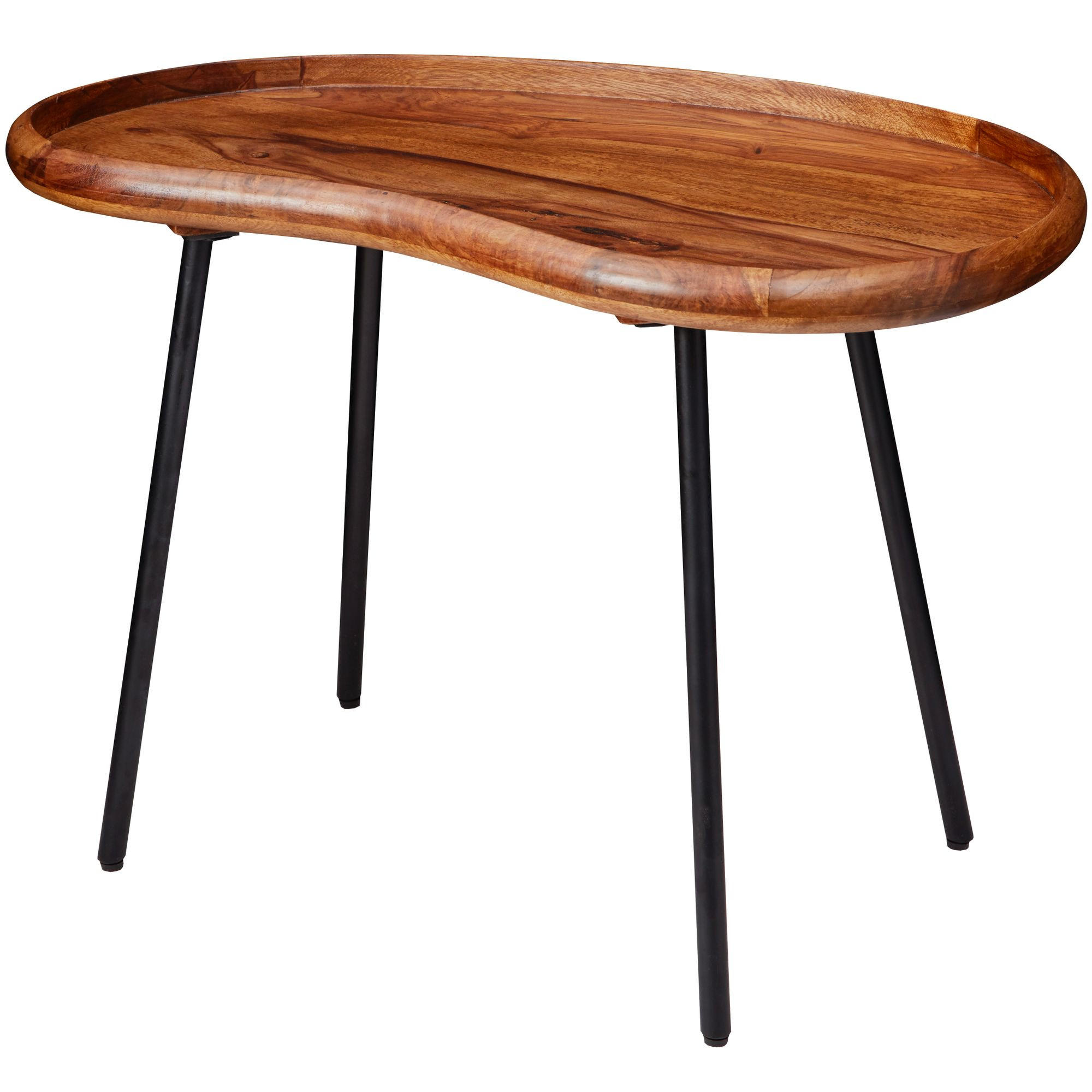 COUCHTISCH Massivholz mit Metallbeinen, Nierenform, Handgefertigt, Braun 71x40x51 cm - Schwarz/Braun, Holz/Metall (40/71/51cm) - KADIMA DESIGN