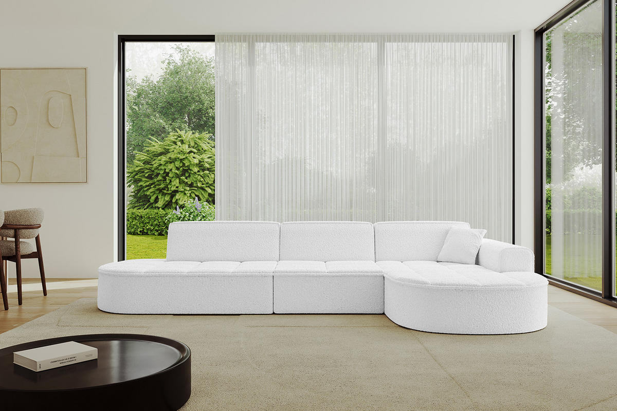 ECKSOFA Ottomane Rechts TARO-L2 - 328x171x79,5 cm Weiß - Weiß, Holzwerkstoff/Textil (328/171cm) - ALTDECOR