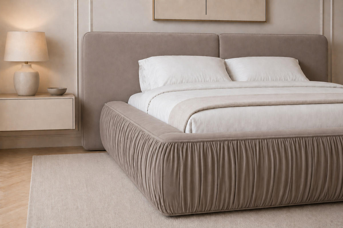POLSTERBETT 08 140 x 200 cm – Riviera – Bett mit Gasdruckfedern und Stauraum - Beige, Holz (140/200cm) - ROYAL24_MARKT