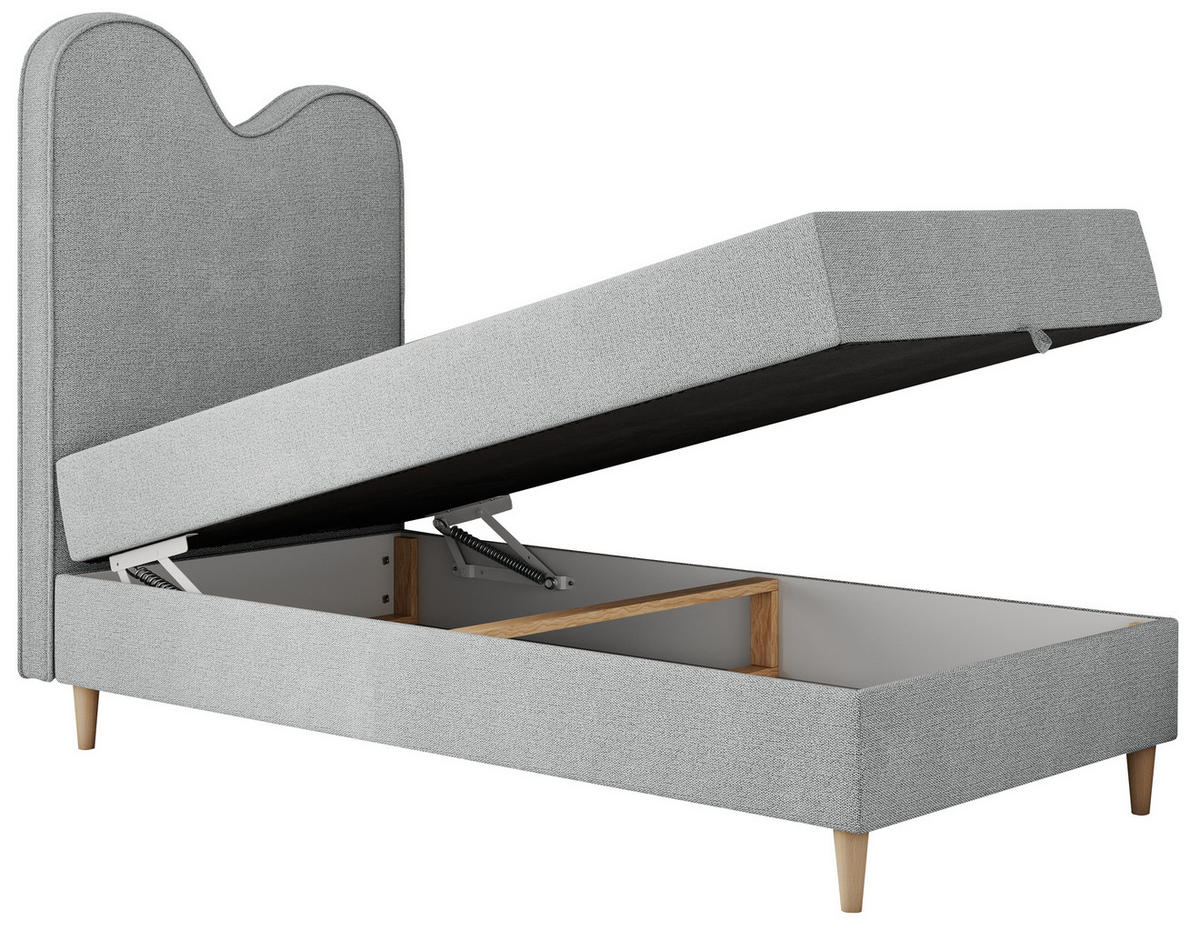 BOXBETT FLOW 90/180 Hellgrau Struktur - H3 - Hellgrau, Holz/Textil (90/180cm) - MKS