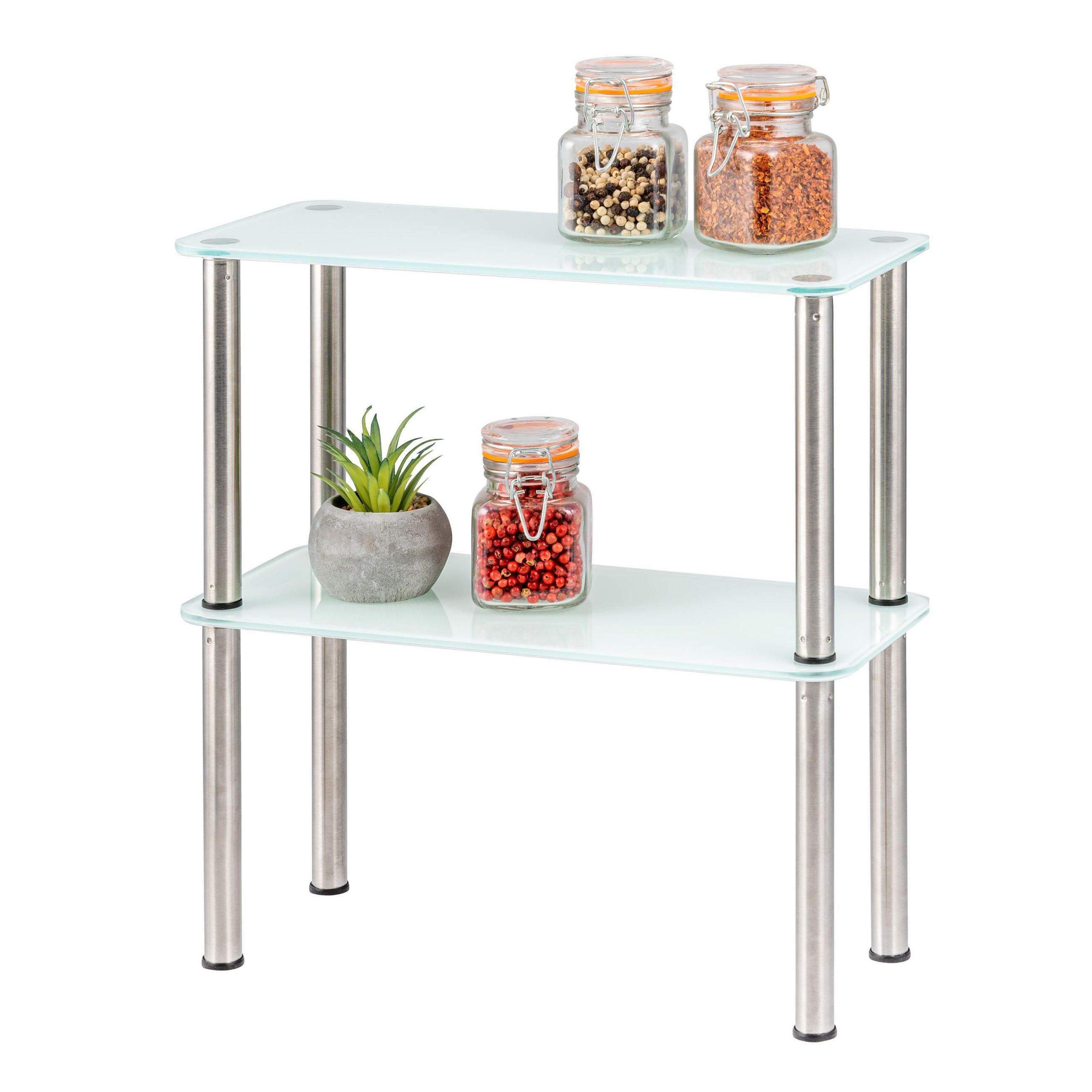 GLAS-KÜCHENREGAL weiß - Weiß, Glas (32/33/14cm) - bremermann