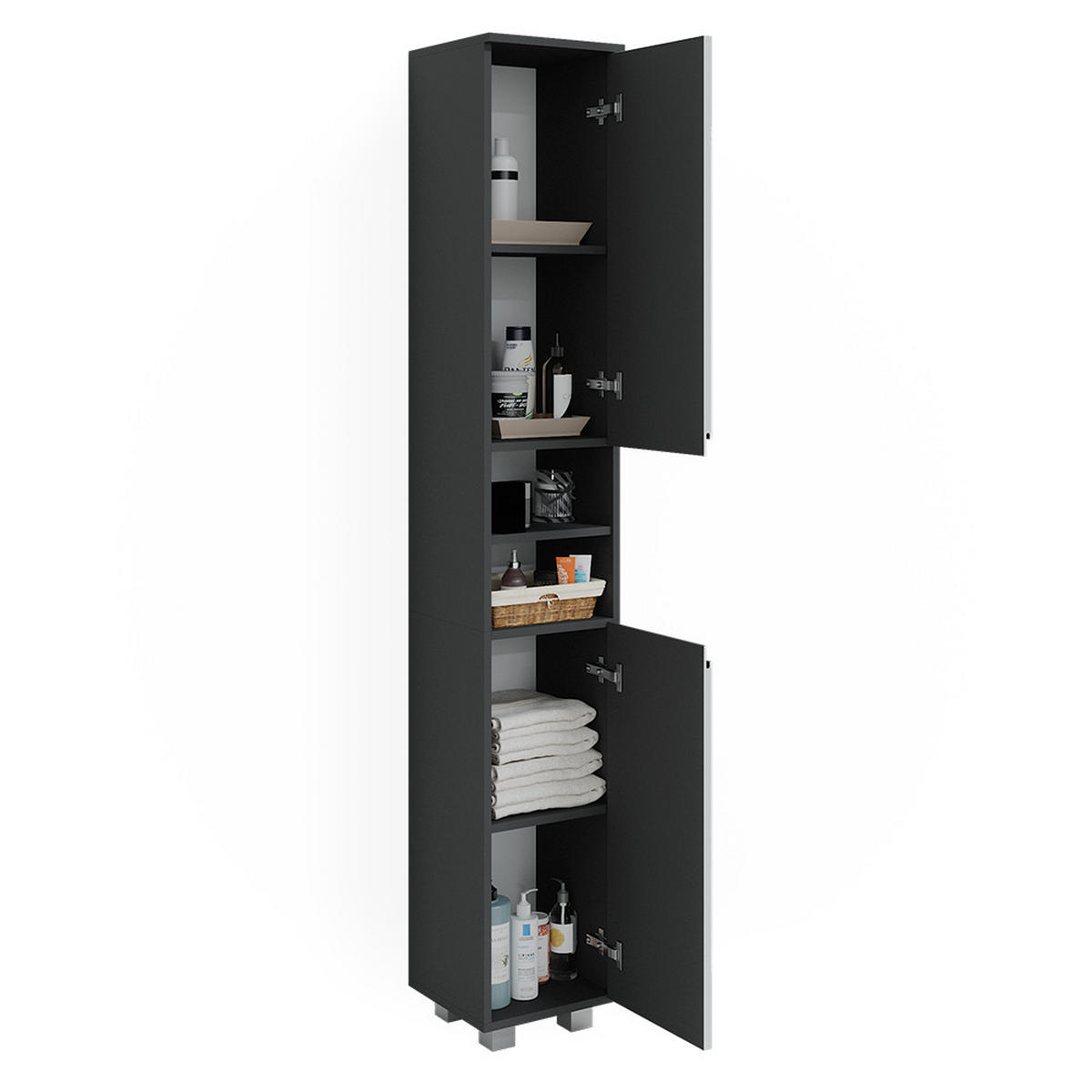 BADSCHRANK J-Shape Weiß 30 x 190 cm - Weiß, Holzwerkstoff (30/190/30cm) - Vicco