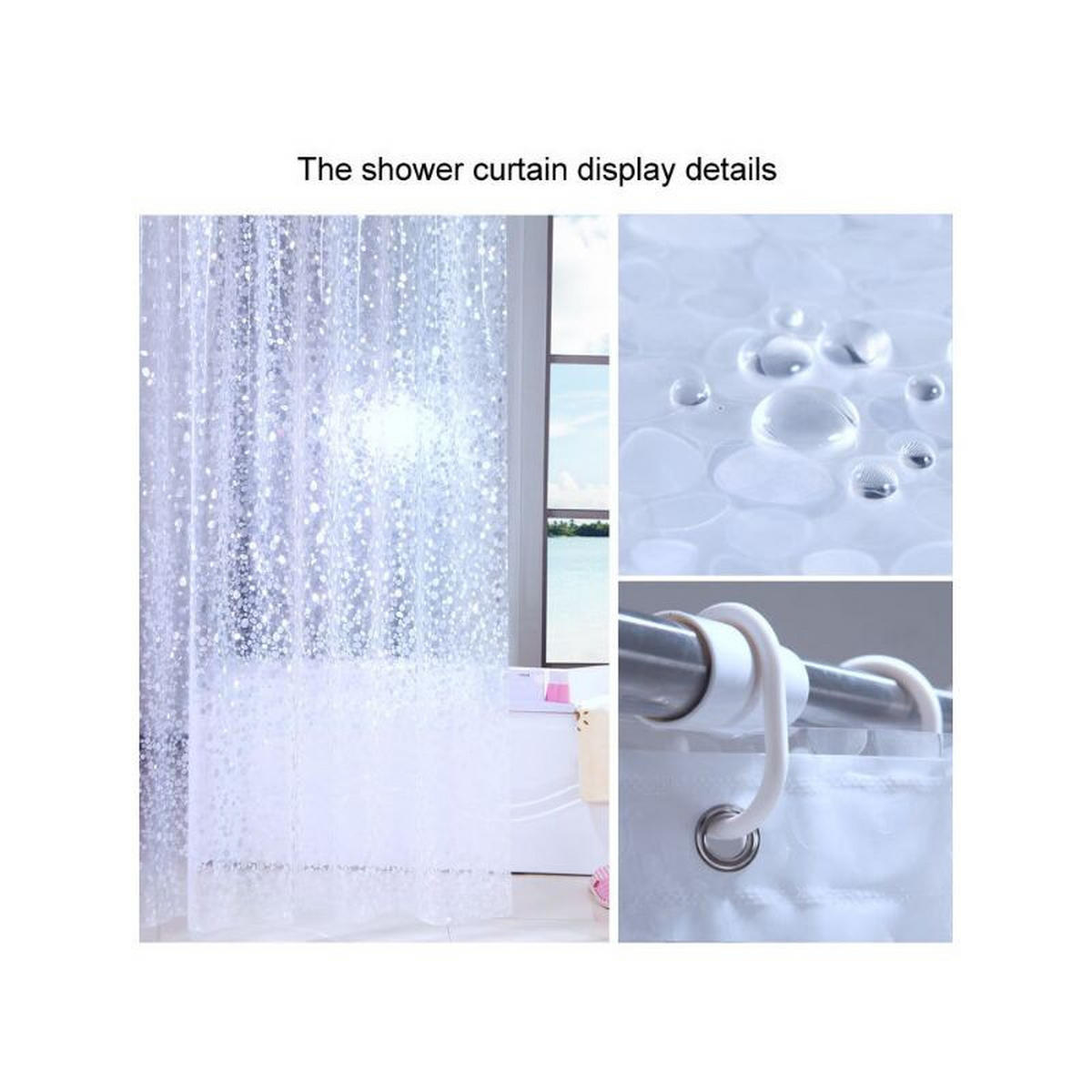 DUSCHVORHANG schimmelresistent transluzent PEVA wasserdicht antibakteriell 180 x 200 cm - Transparent, Kunststoff (180/200cm) - MCBOSON