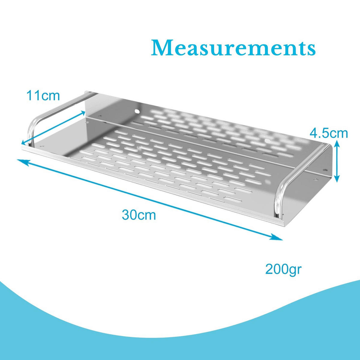 DUSCHABLAGE 30/13 cm - Silberfarben, Metall (13/5/30cm) - Intirilife