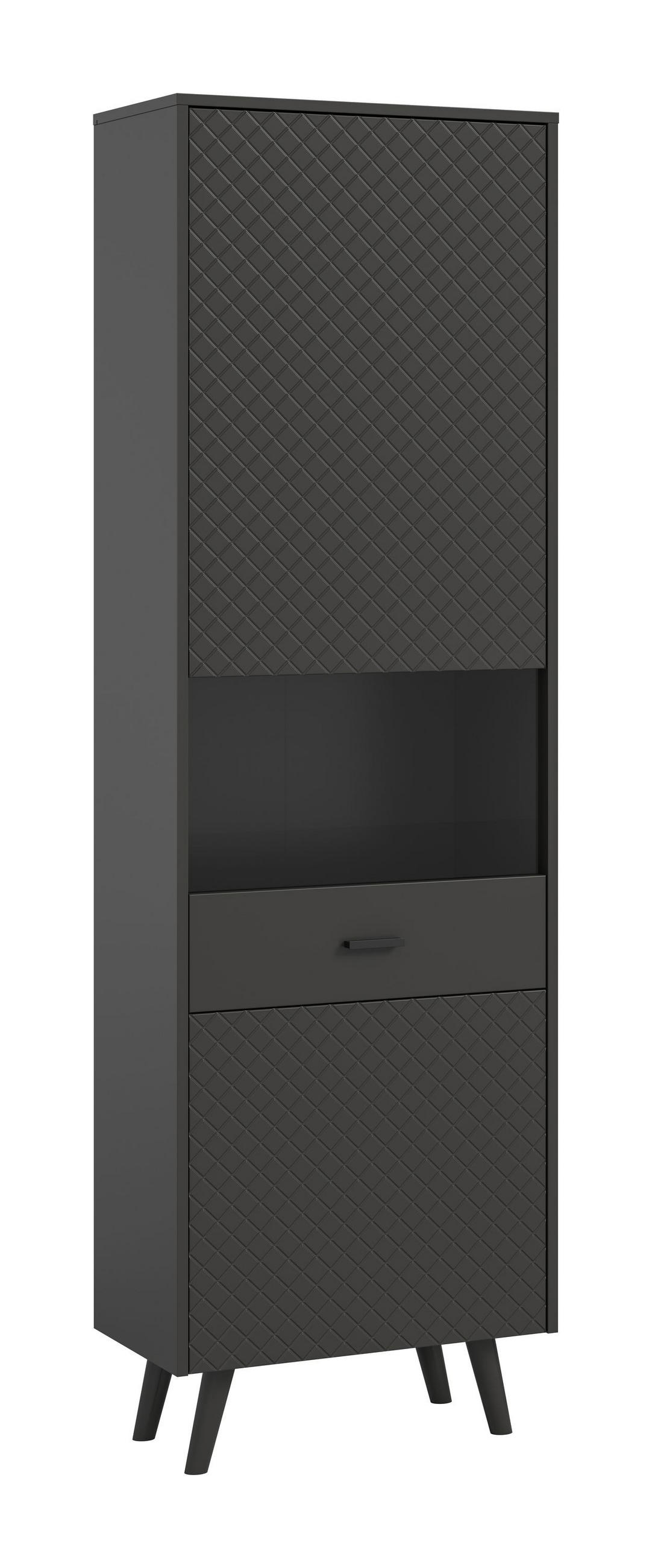 VITRINE LINEA (B/H/T: ca. 58/195/37 cm) in grau/grau matt - Grau, Holzwerkstoff (58/195/37cm)