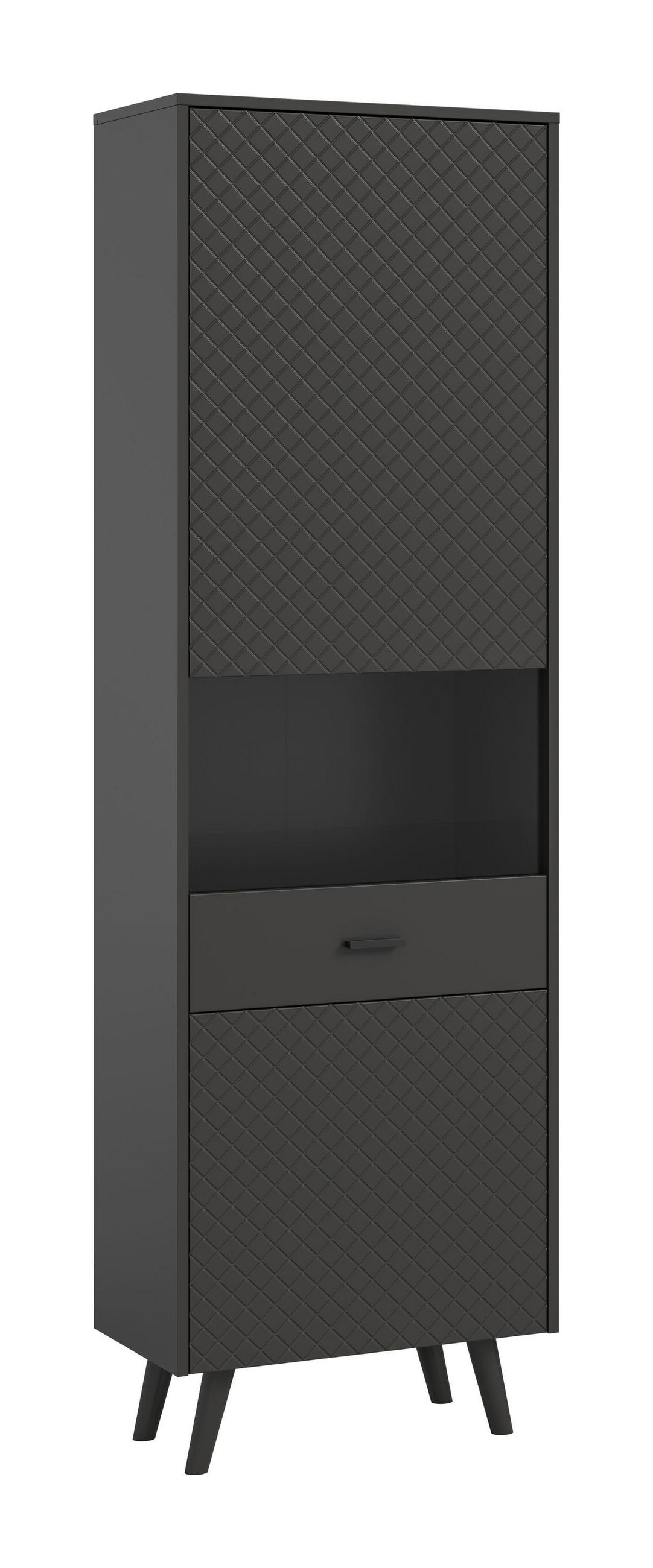 VITRINE LINEA (B/H/T: ca. 58/195/37 cm) in grau/grau matt - Grau, Holzwerkstoff (58/195/37cm)