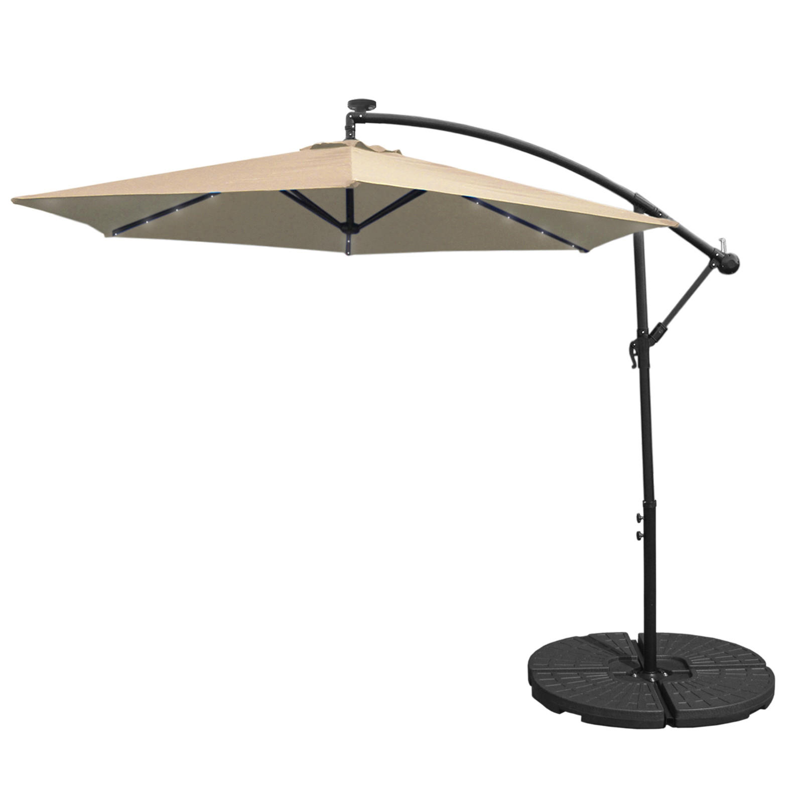 SONNENSCHIRM 300cm LED Ampelschirm mit fächerförmigem Sockel - Beige - Beige, Textil (300/300cm) - Monstershop