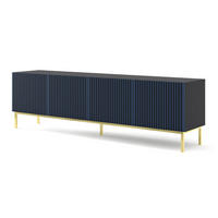 TV-LOWBOARD SCHWARZ - Blau/Goldfarben, Holzwerkstoff (200/58/42cm) - FURNLUX