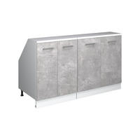 KUHINJSKI ORMAR ZA KOSINE KROVA R-Line Beton 140 cm Set od 2 korpusa ormara, dubina 60 cm - bijela/siva, drvni materijal (140/83.8/60cm) - Vicco
