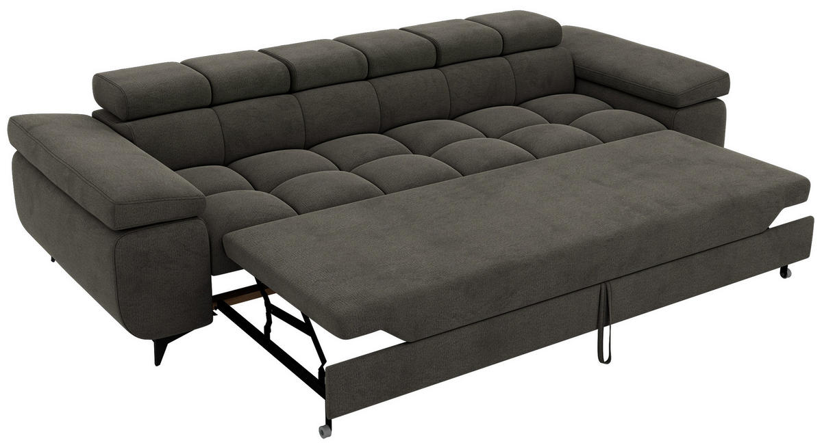 TŘÍMÍSTNÁ POHOVKA NIDELLO - Tmavě šedá Samet - černá/tmavě šedá, kov/textil (260/70/97cm) - MKS