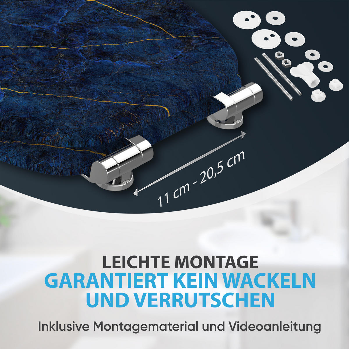 WC Sitz Absenkautomatik Marmor Darkblue - Blau, Holzwerkstoff (38/6/47cm) - Sanilo