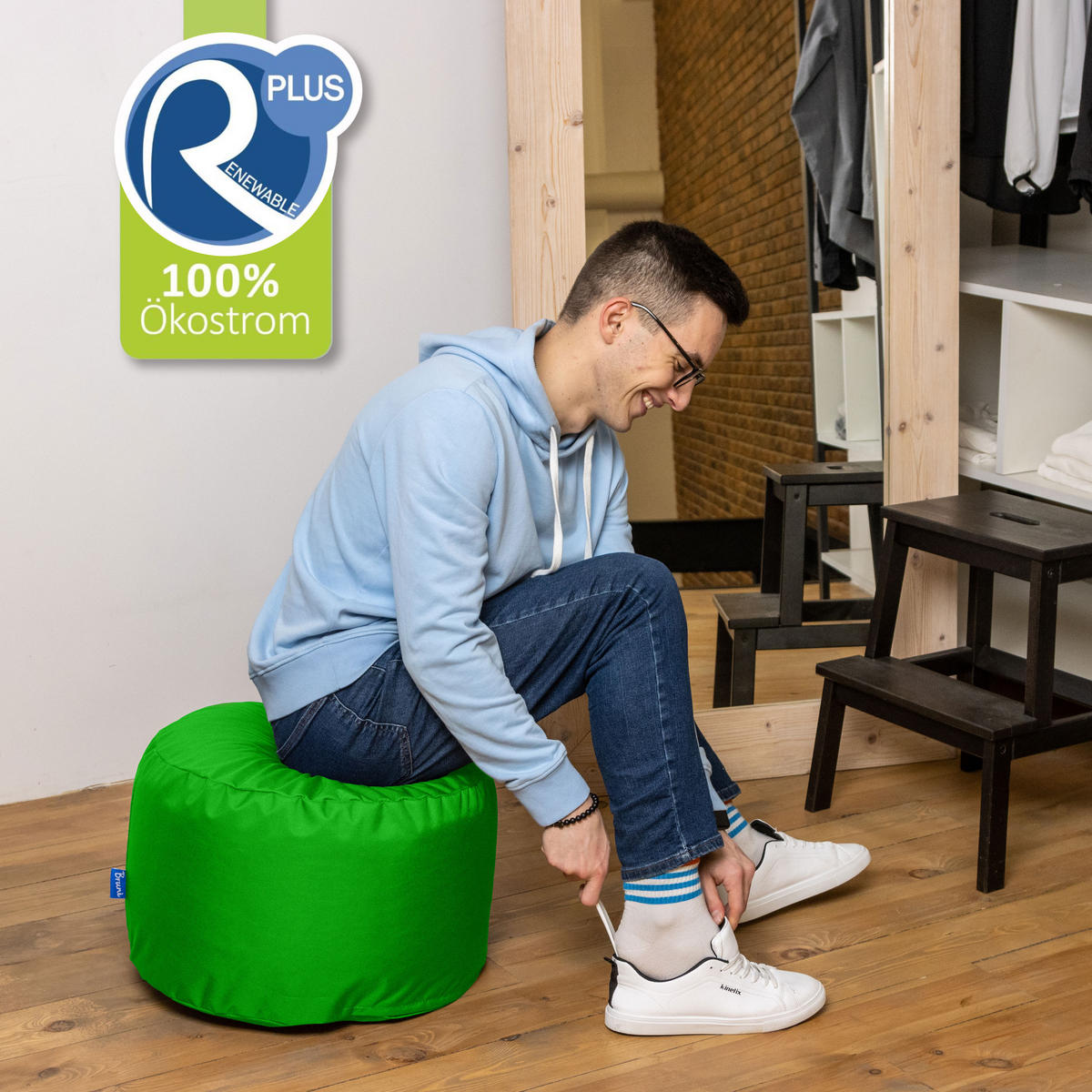 SITZPOUF L grün - Grün, Textil (500/300/500cm) - Bruni
