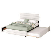 POLSTERBETT 140/200 cm Beige mit Unterbett und Schubladen - Beige, Textil (140/200cm) - OKWISH