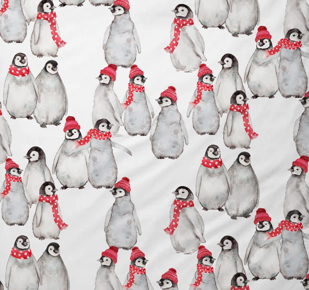 BETTWÄSCHE Biber 155x220 Pinguine Warmer Flanell Winter Bettbezug Tiere - Weiß, Textil (155/220cm) - Carpe Sonno