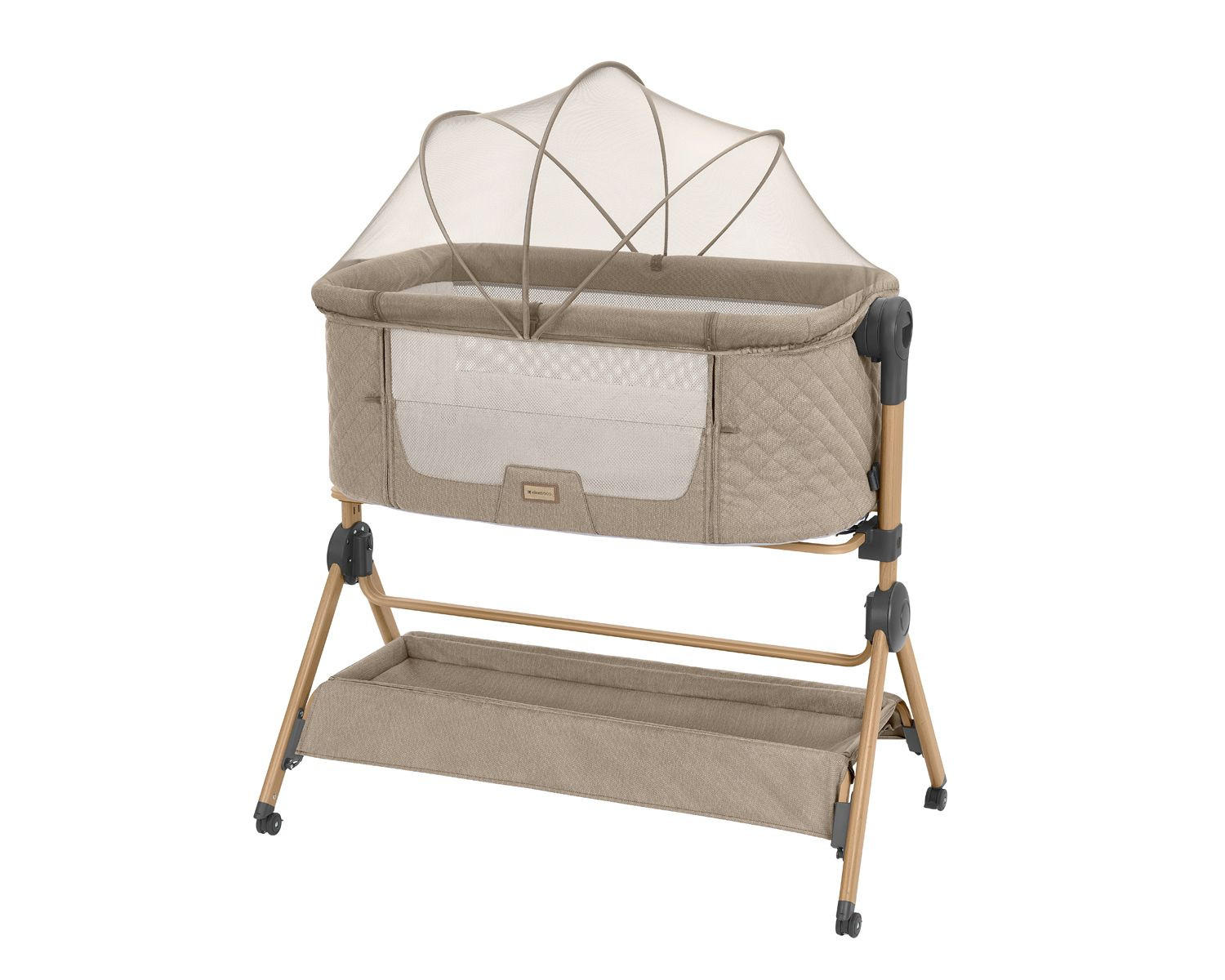 BEISTELLBETT Sleat Me 2 in 1 beige 102 x 60,5 cm, 5-Punkt-Gurt, 3-fach verstellbar, Anti-Reflux - Beige, Metall (60/100cm) - Kikka boo