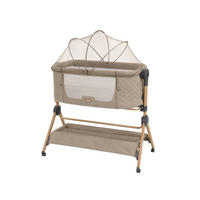 BEISTELLBETT Sleat Me 2 in 1 beige 102 x 60,5 cm, 5-Punkt-Gurt, 3-fach verstellbar, Anti-Reflux - Beige, Metall (60/100cm) - Kikka boo