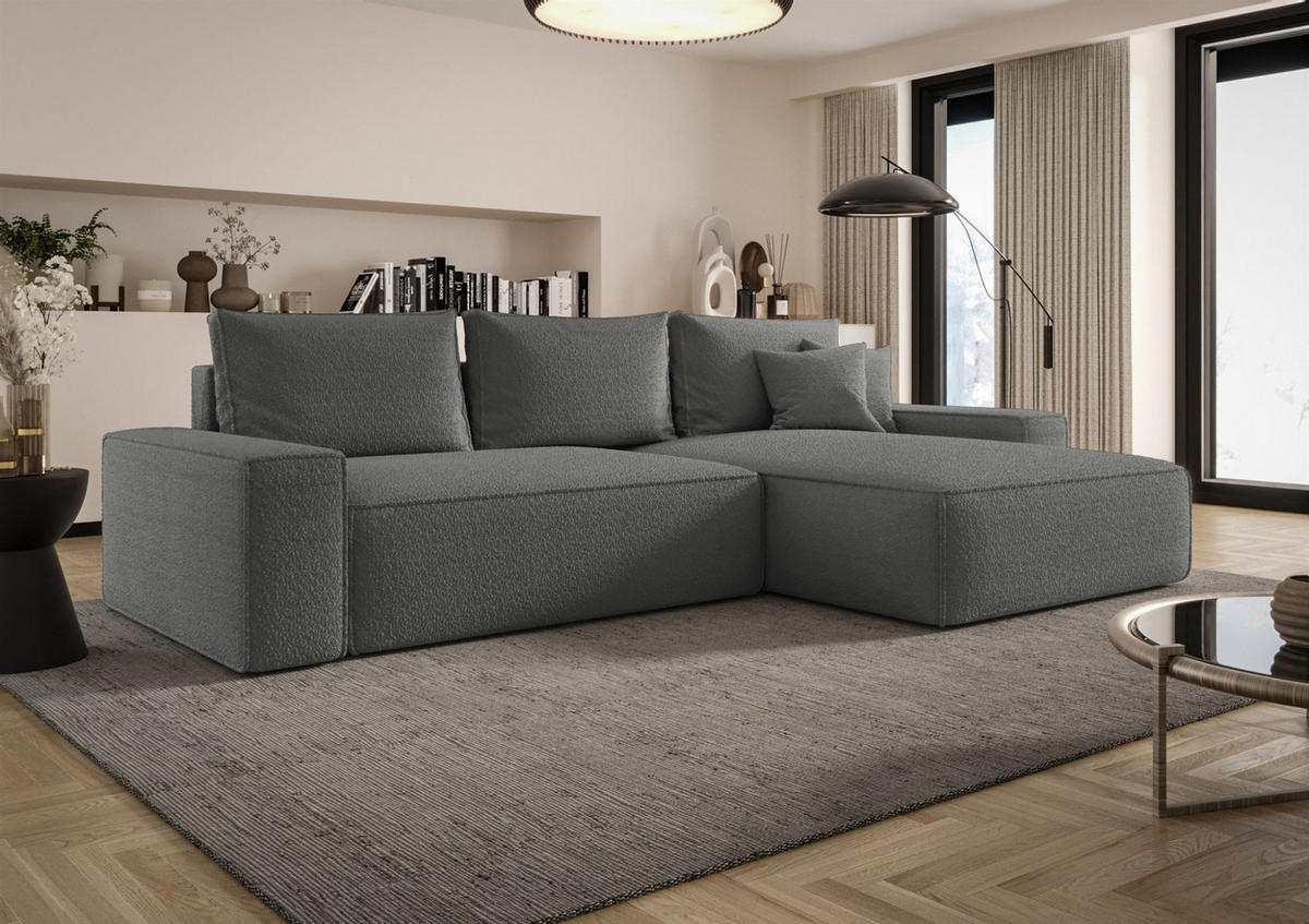 ECKSOFA Walken Mit Schlaffunktion - Dunkelgrau, Holzwerkstoff/Textil (280/185cm) - Fun Möbel