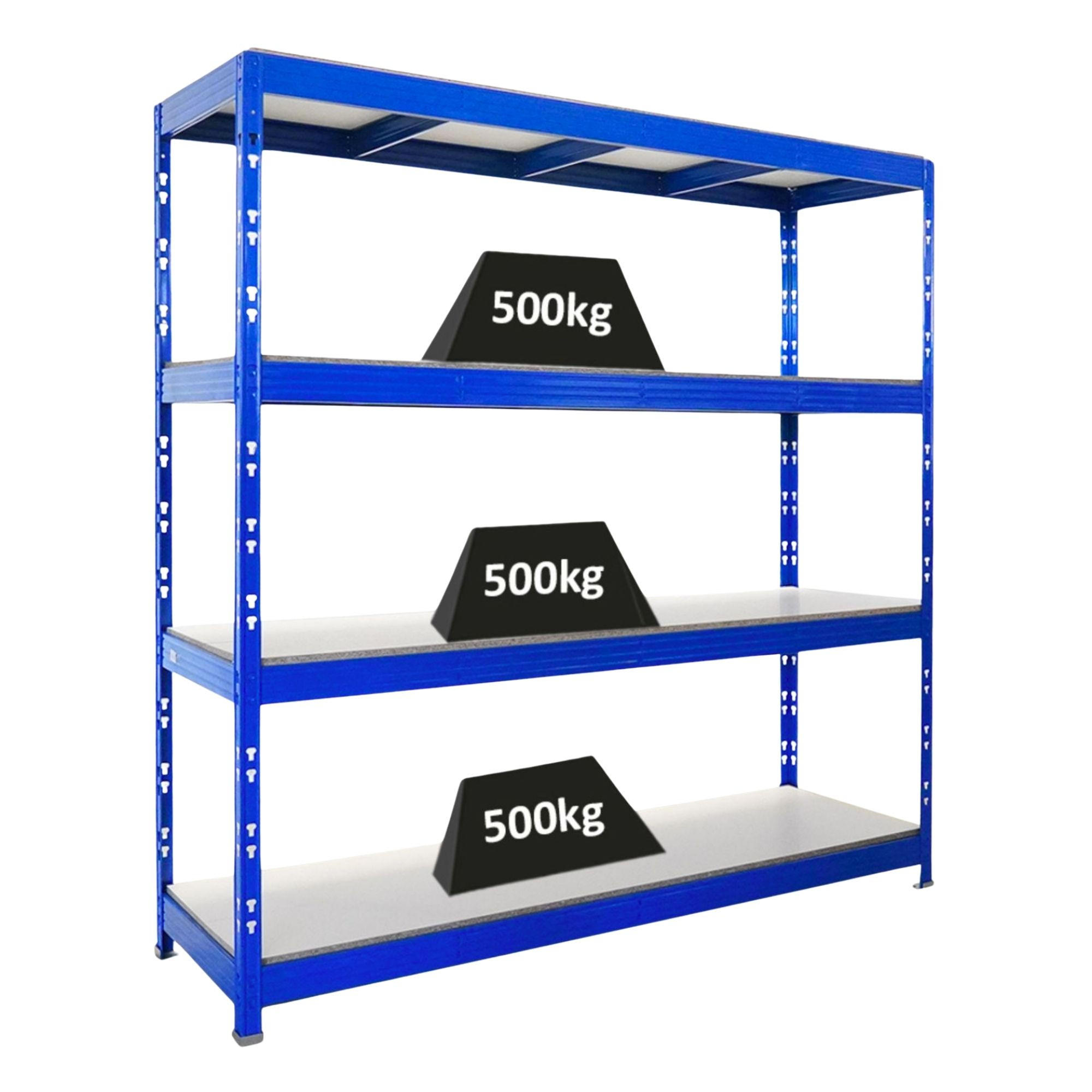 SCHWERLASTREGAL Rhino 200x200x60 cm 4 Melamin-Ebenen 16mm Fachlast 500 kg Blau - Blau, Metall (200/200/60cm) - PROREGAL