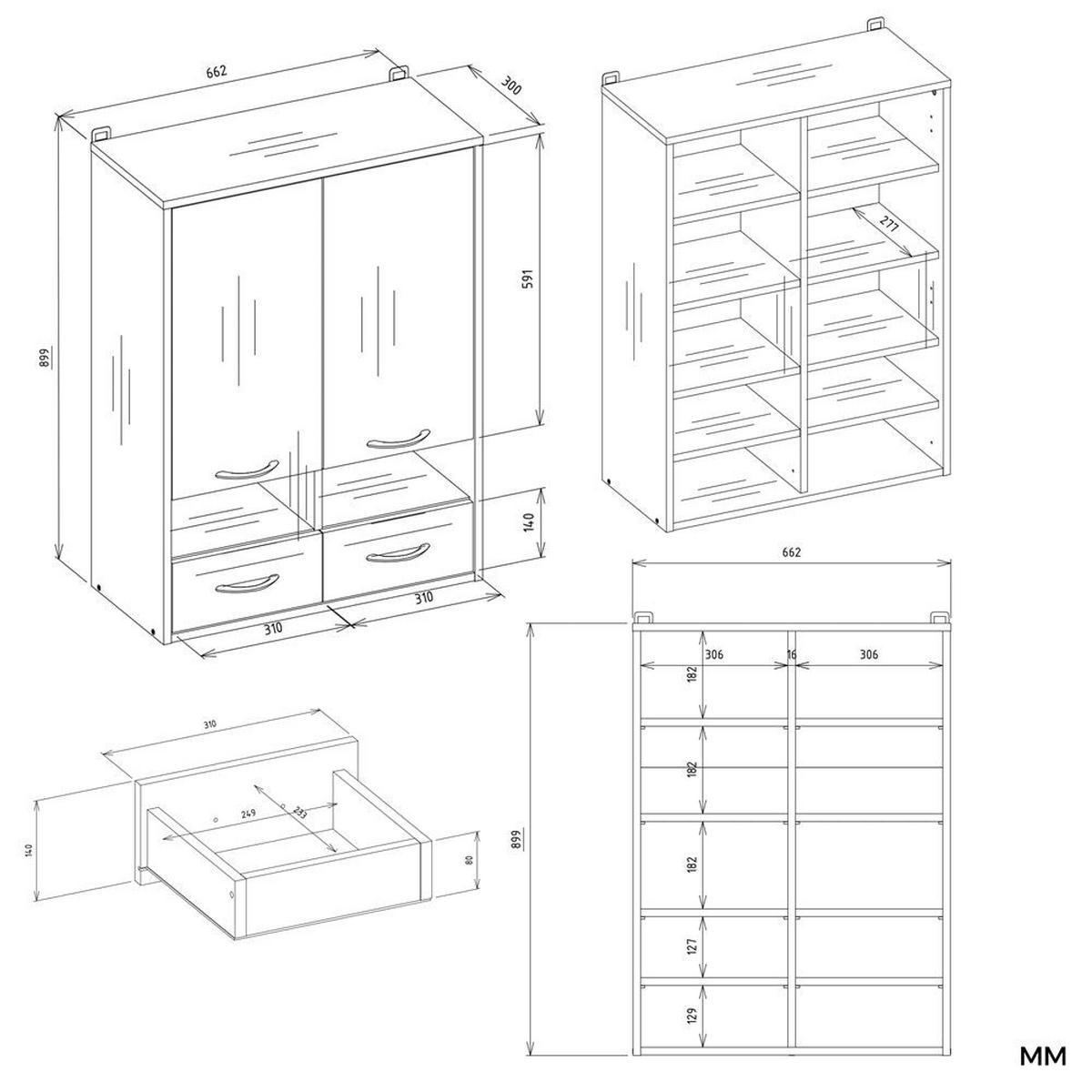 WANDHÄNGESCHRANK Viva - Kaschmir, Holzwerkstoff (66/90/30cm) - kommodly